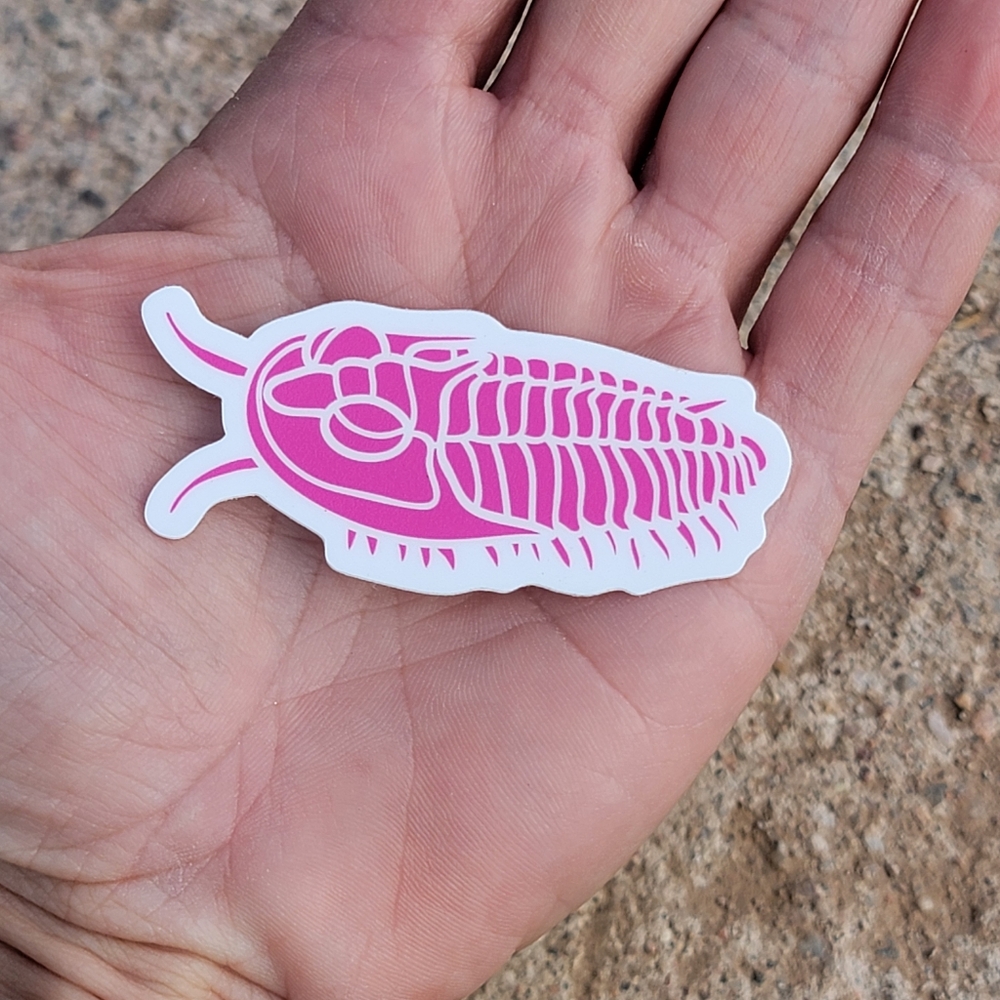 Trilobite Sticker | Neon Pink Fossil Sticker | Small - Picture 3 of 6